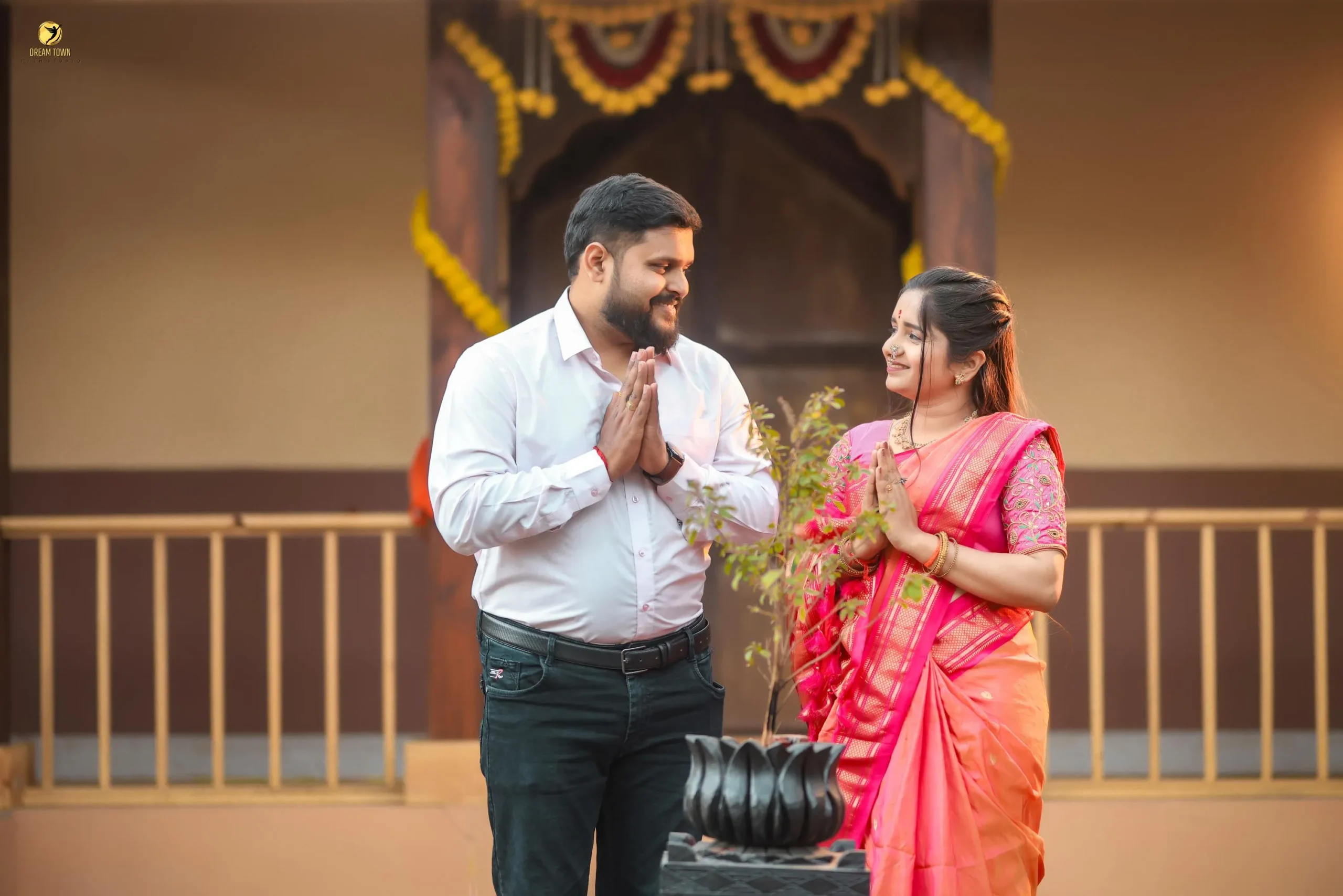 Traditional Indian wedding attire during themed photoshoot