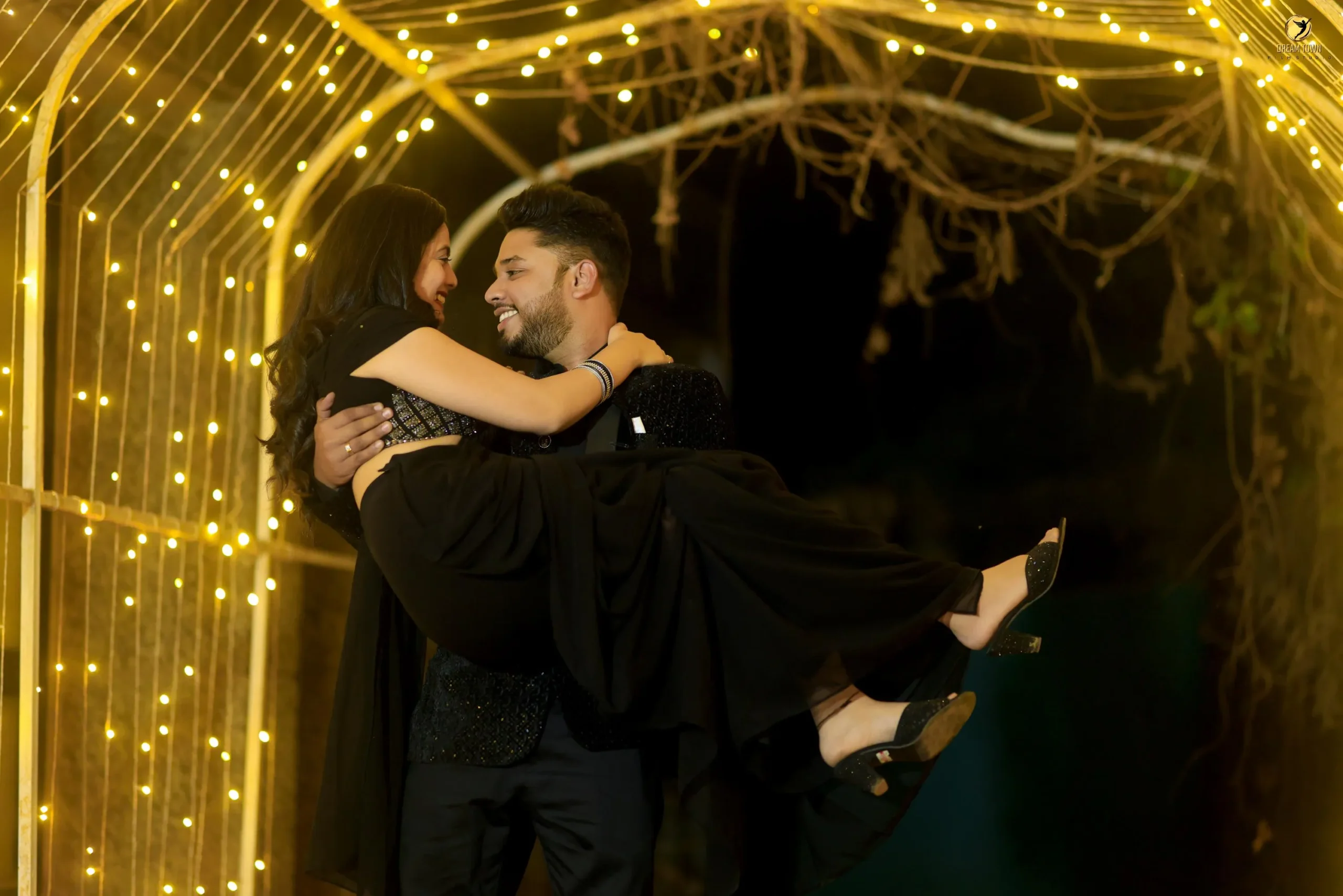 Dream Town Film Studio wedding shoot with creative lighting